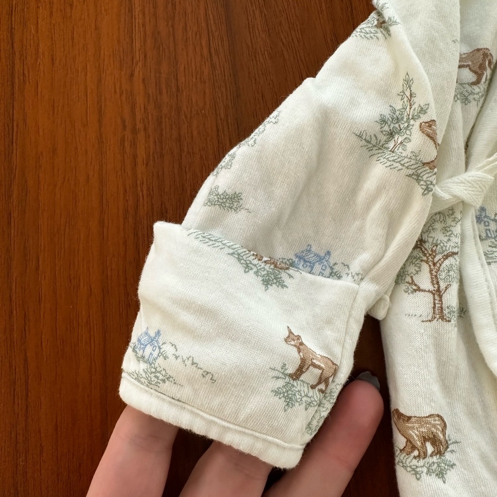 NWOT Janie & Jack woodland forest animals long kimono style footed onesie - Picture 4 of 8